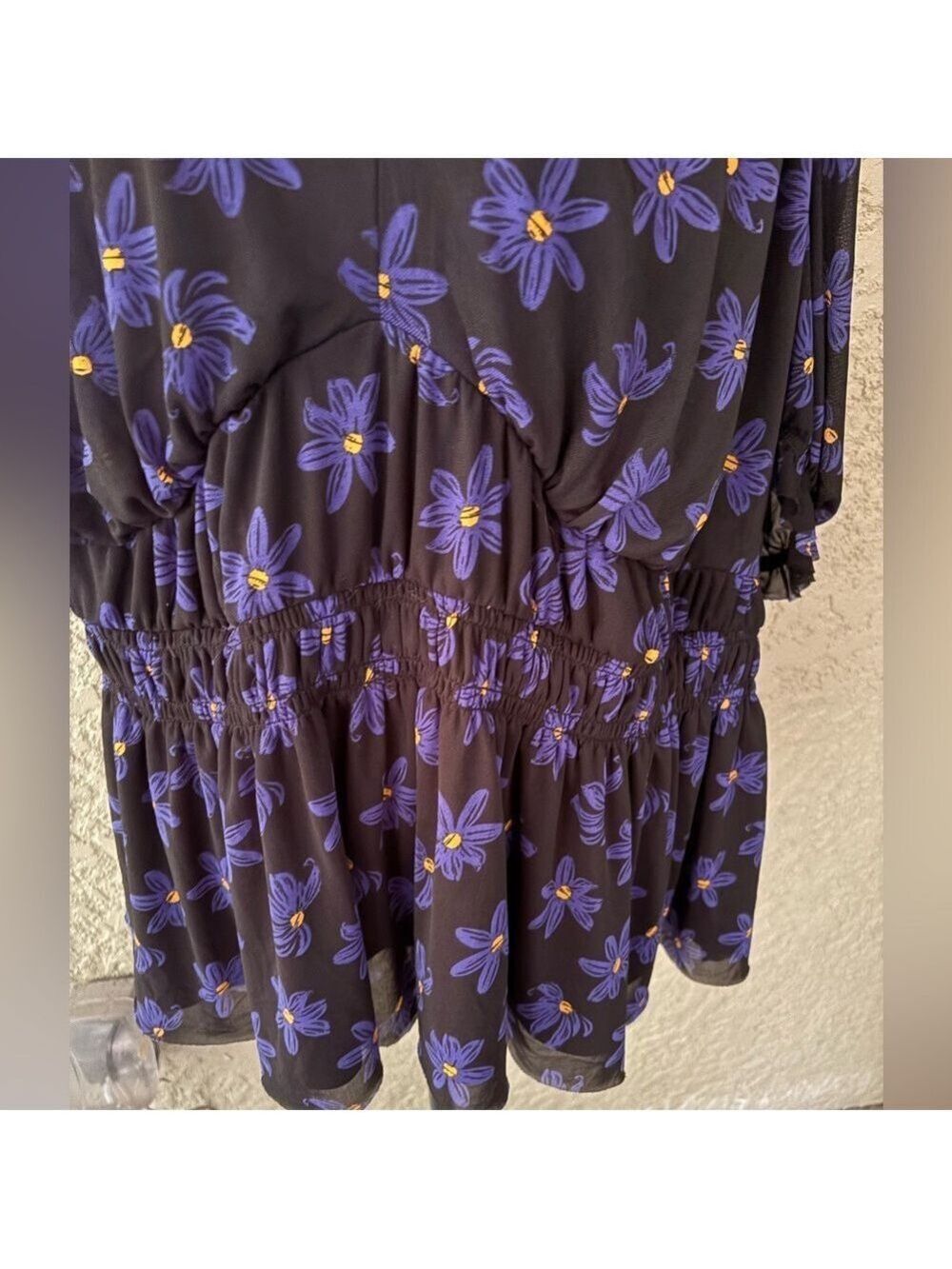 Ava & Viv 3X Black blue yellow Floral Smocked Peplum Top - Picture 8 of 12